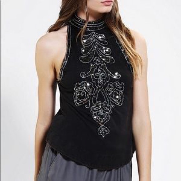 Ecote Tops - Black, beaded, sequin Urban Outfitters tank
